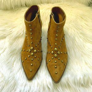 1.State Tan Suede Gold Studded Booties Size 7.5